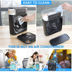 USB-Powered Mist Fan Humidifier with Adjustable Speeds, Timer, and LED