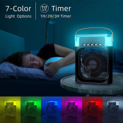 USB-Powered Mist Fan Humidifier with Adjustable Speeds, Timer, and LED