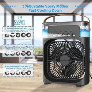 USB-Powered Mist Fan Humidifier with 3-Speed Options and Timer