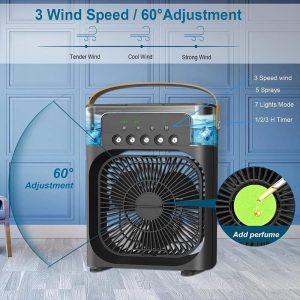 USB-Powered Mist Fan Humidifier with 3-Speed Options and Timer