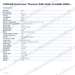 Corsair Dominator Titanium RGB 32GB (16GBx2) 7200MHz CL34 DDR5 RAM