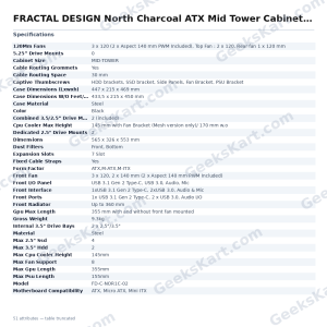 FRACTAL DESIGN North Charcoal ATX Mid Tower Cabinet (Black)