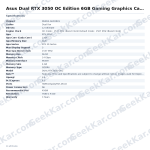 Asus Dual RTX 3050 OC Edition 6GB Gaming Graphics Card