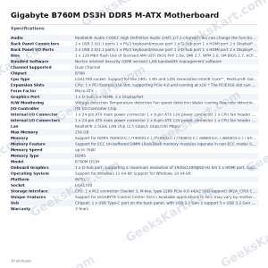 Gigabyte B760M DS3H DDR5 M-ATX Motherboard