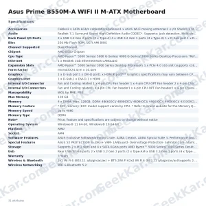 Asus Prime B550M-A WIFI II M-ATX Motherboard