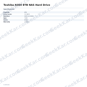 Toshiba N300 8TB NAS Hard Drive