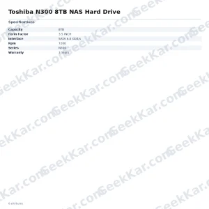 Toshiba N300 8TB NAS Hard Drive