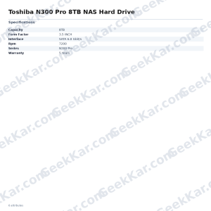 Toshiba N300 Pro 8TB NAS Hard Drive