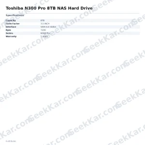 Toshiba N300 Pro 8TB NAS Hard Drive
