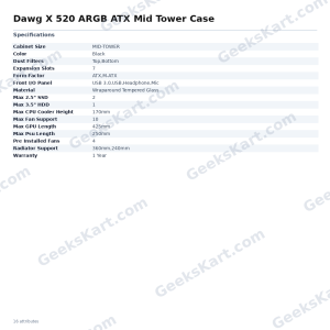 Dawg X 520 ARGB ATX Mid Tower Case
