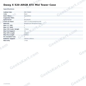Dawg X 520 ARGB ATX Mid Tower Case
