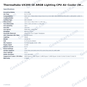 Thermaltake UX200 SE ARGB Lighting CPU Air Cooler (White)