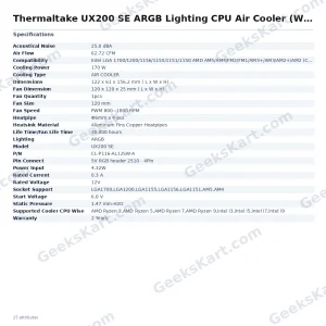 Thermaltake UX200 SE ARGB Lighting CPU Air Cooler (White)