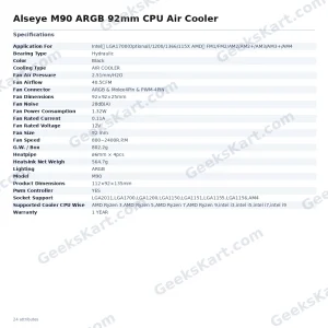 Alseye M90 ARGB 92mm CPU Air Cooler