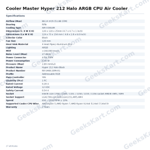 Cooler Master Hyper 212 Halo ARGB CPU Air Cooler