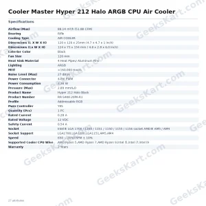 Cooler Master Hyper 212 Halo ARGB CPU Air Cooler