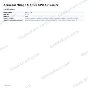 Aerocool Mirage 5 ARGB CPU Air Cooler