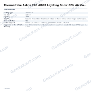 Thermaltake Astria 200 ARGB Lighting Snow CPU Air Cooler