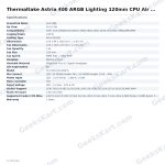 Thermaltake Astria 400 ARGB Lighting 120mm CPU Air Cooler (Black)