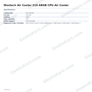 Montech Air Cooler 210 ARGB CPU Air Cooler
