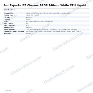 Ant Esports ICE Chroma ARGB 240mm White CPU Liquid Cooler