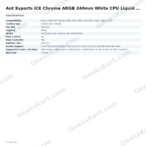 Ant Esports ICE Chroma ARGB 240mm White CPU Liquid Cooler