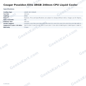Cougar Poseidon Elite ARGB 240mm CPU Liquid Cooler