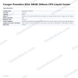 Cougar Poseidon Elite ARGB 240mm CPU Liquid Cooler