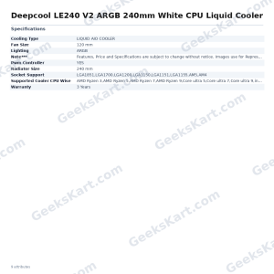 Deepcool LE240 V2 ARGB 240mm White CPU Liquid Cooler