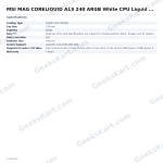 MSI MAG CORELIQUID A13 240 ARGB White CPU Liquid Cooler