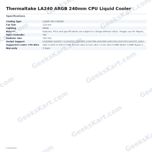 Thermaltake LA240 ARGB 240mm CPU Liquid Cooler