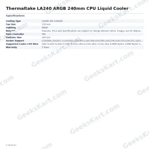 Thermaltake LA240 ARGB 240mm CPU Liquid Cooler