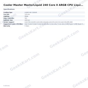 Cooler Master MasterLiquid 240 Core II ARGB CPU Liquid Cooler