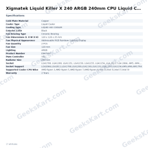 Xigmatek Liquid Killer X 240 ARGB 240mm CPU Liquid Cooler (Black)