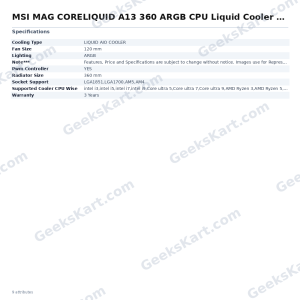 MSI MAG CORELIQUID A13 360 ARGB CPU Liquid Cooler (Black)