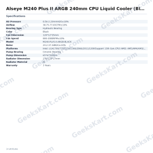 Alseye M240 Plus II ARGB 240mm CPU Liquid Cooler (Black)
