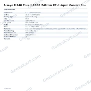 Alseye M240 Plus II ARGB 240mm CPU Liquid Cooler (Black)