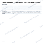 Cougar Poseidon Vistek 240mm ARGB White CPU Liquid Cooler with Digital Display