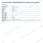 Corsair Nautilus 240 RS ARGB CPU Liquid Cooler (Black)