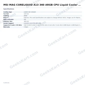 MSI MAG CORELIQUID A13 360 ARGB CPU Liquid Cooler (White)