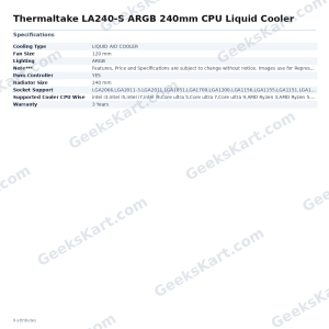 Thermaltake LA240-S ARGB 240mm CPU Liquid Cooler