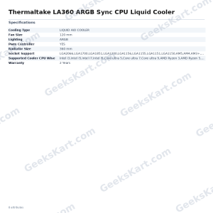 Thermaltake LA360 ARGB Sync CPU Liquid Cooler