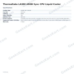Thermaltake LA360 ARGB Sync CPU Liquid Cooler