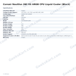 Corsair Nautilus 360 RS ARGB CPU Liquid Cooler (Black)