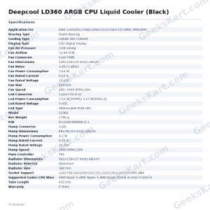 Deepcool LD360 ARGB CPU Liquid Cooler (Black)