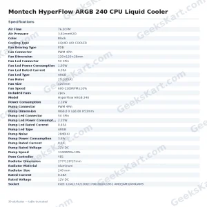 Montech HyperFlow ARGB 240 CPU Liquid Cooler