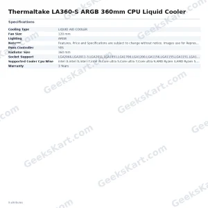 Thermaltake LA360-S ARGB 360mm CPU Liquid Cooler
