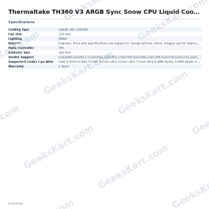 Thermaltake TH360 V3 ARGB Sync Snow CPU Liquid Cooler