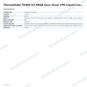 Thermaltake TH360 V3 ARGB Sync Snow CPU Liquid Cooler