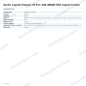 Arctic Liquid Freezer III Pro 240 ARGB CPU Liquid Cooler